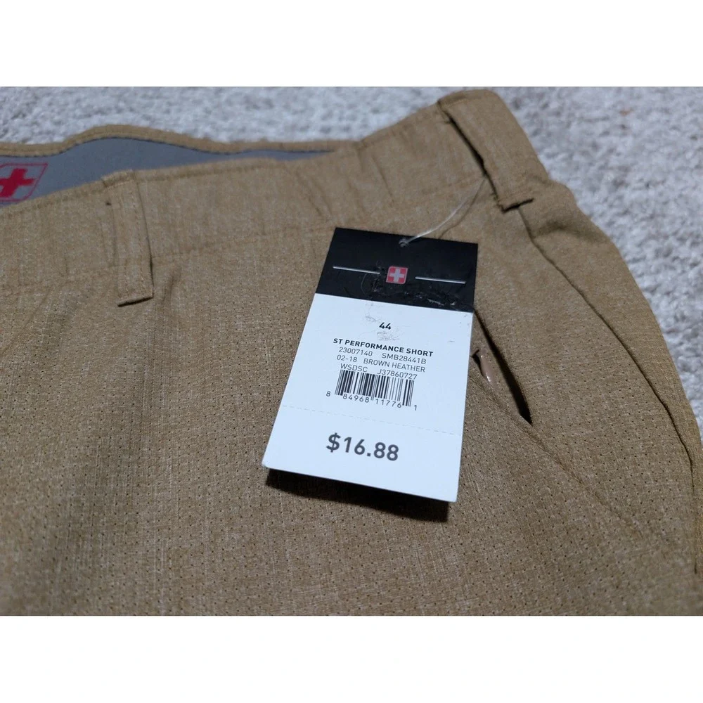 Swiss Tech Performance Shorts Mens 44 Brown Heather Performance Short‎ Golf New